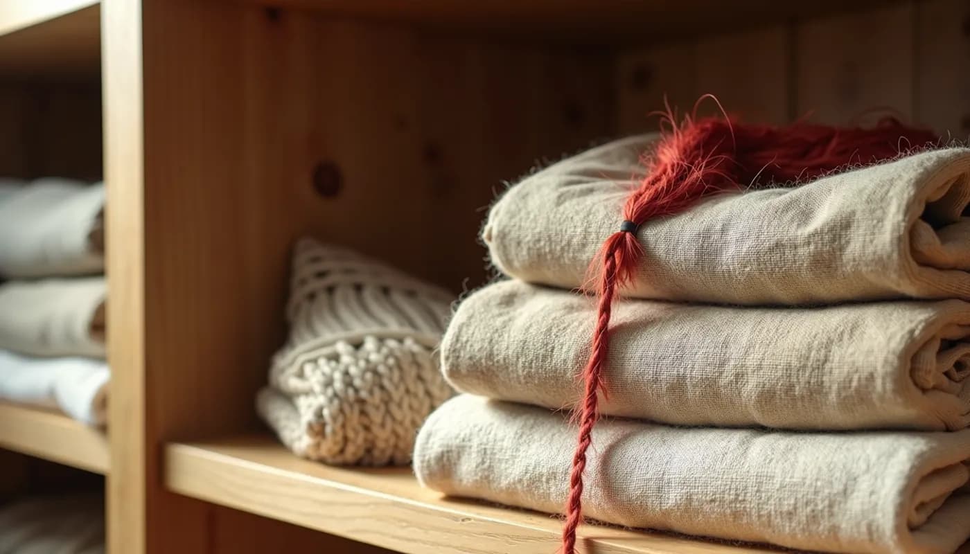 Tissus et vêtements pliés dans l'atelier